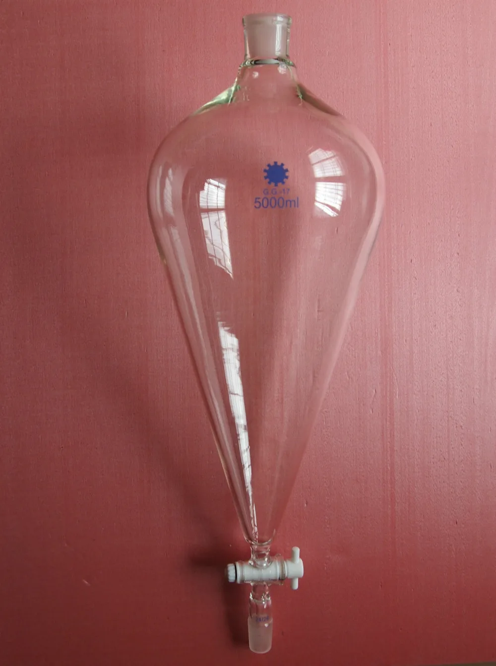 5000ml,24/29,Glass Pyriform Separatory Funnel,5 Litre,Pear Shape,PTFE