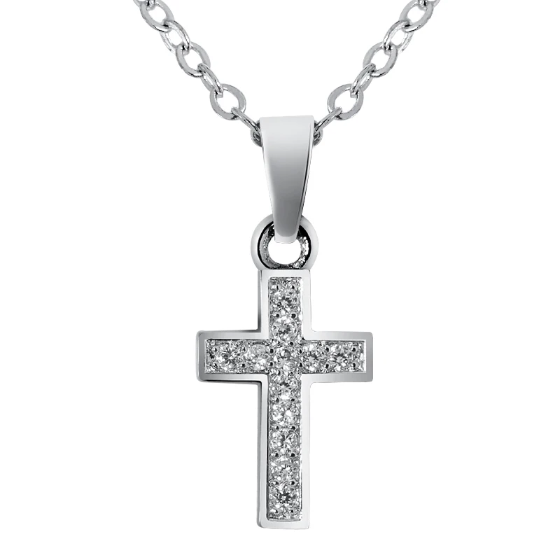 

SHUANGR Chain Cross Pendant Necklace Small Silver Color Cross Religious Necklace For Women Men Jewelry collier bijoux