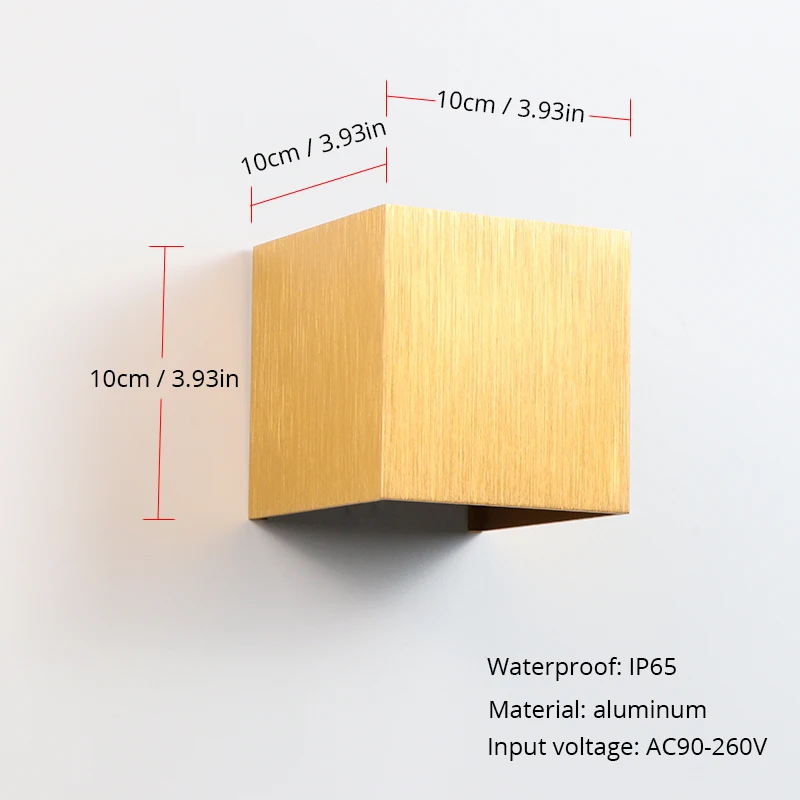 6 Вт/10 Вт светодиодный настенный светильник для помещений, спальни, настенный светильник, наружный садовый светильник, водонепроницаемый IP65 Алюминиевый матовый золотой/серебристый/коричневый