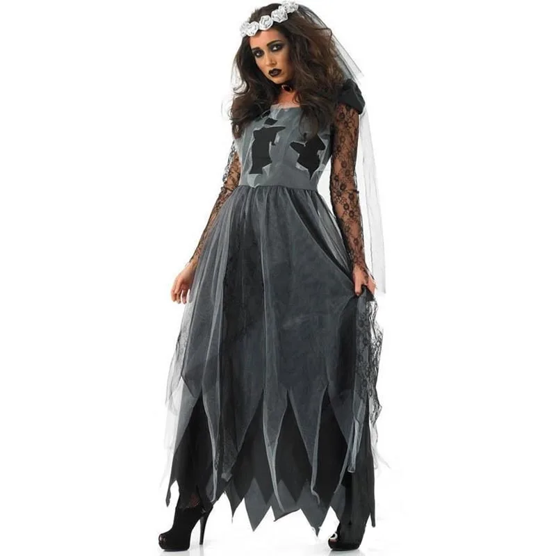 Костюмы вампира для косплея на Хеллоуин; костюм для девочек; нарядный костюм призрака; карнавальный костюм невесты; Пасхальный фестиваль; вечерние костюмы для танцев; длинное платье