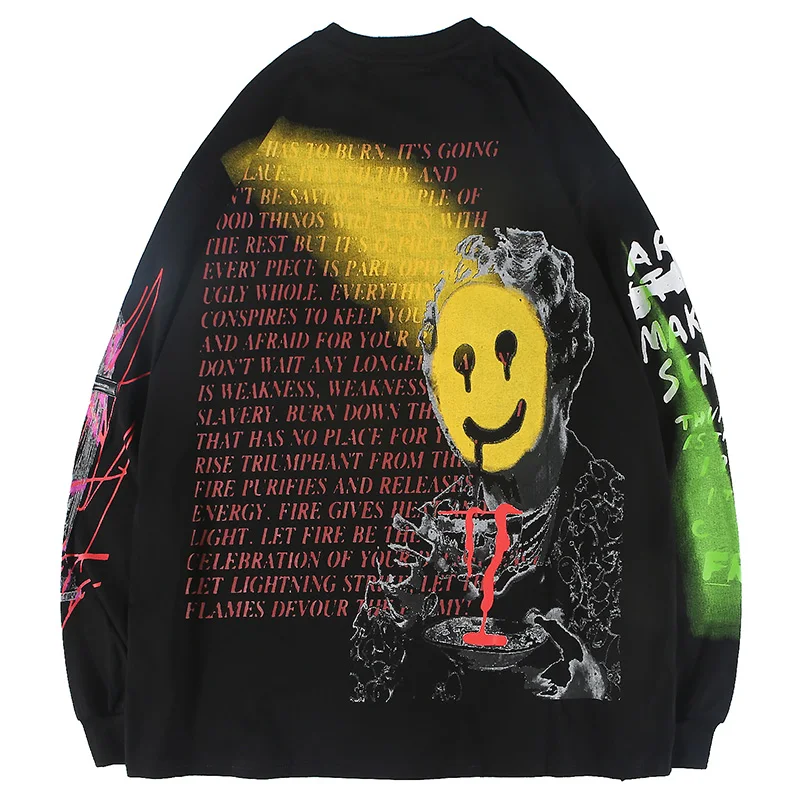 Ceny Aolamegs bluza męska list fajny nadruk O Neck sweter styl hip hopowy dres męski zaawansowana główna ulica jesień Streetwear