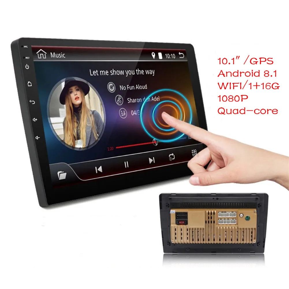 Cheap Android 8.1 DC 12V 10.1inch Touch Screen 16G Quad Core 2 Din Car Stereo Radio GPS Built-in WiFi All In One MP5 Player Radio 10
