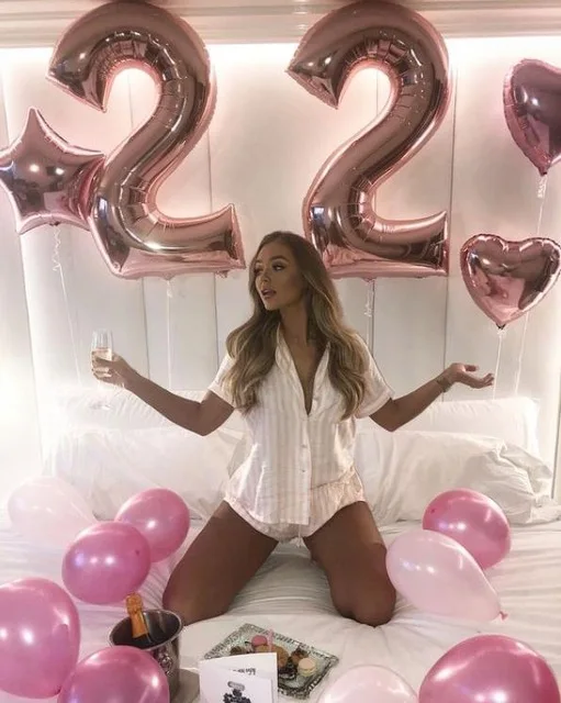 

2pcs/lot 32inch 40inch number 22 Aluminum Foil Balloons Rose Gold Silver Digit for Adult 22th Birthday Wedding party decoration