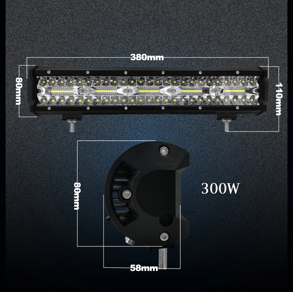 FLYCAR 4/6/15 дюймов 60 W/120 w/300 w светодиодный рабочий светильник бар комбинированного луча дальнего света Противотуманные светильник внедорожный светодиодный светильник s бар для Jeep SUV грузовик