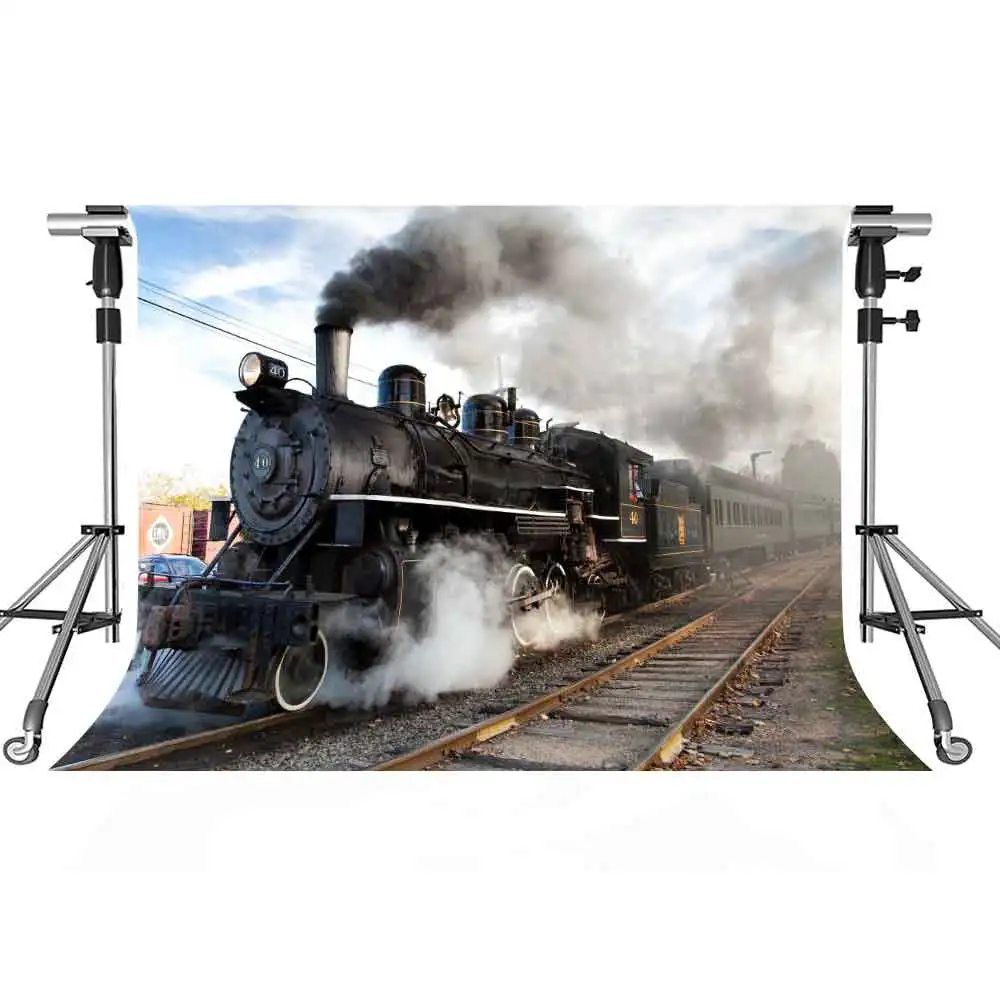 

MTMETY Vintage Railway Backdrop Train speeding Photography Background Themed Party Photo Booth YouTube Backdrop