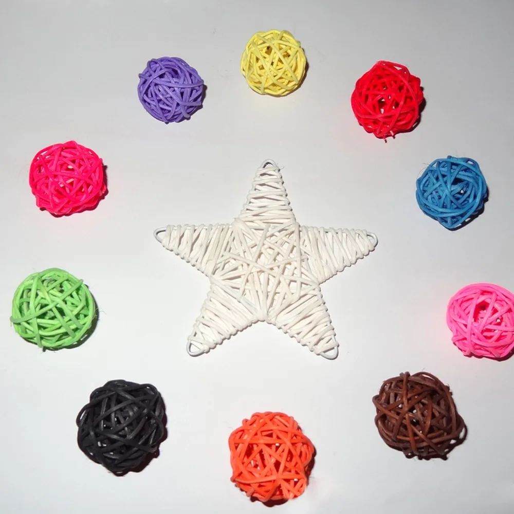 

10Pcs/lot 3cm Artificial Straw Balls Rattan Balls For Birthday Party Wedding Christmas Decoration DIY Home Ornaments