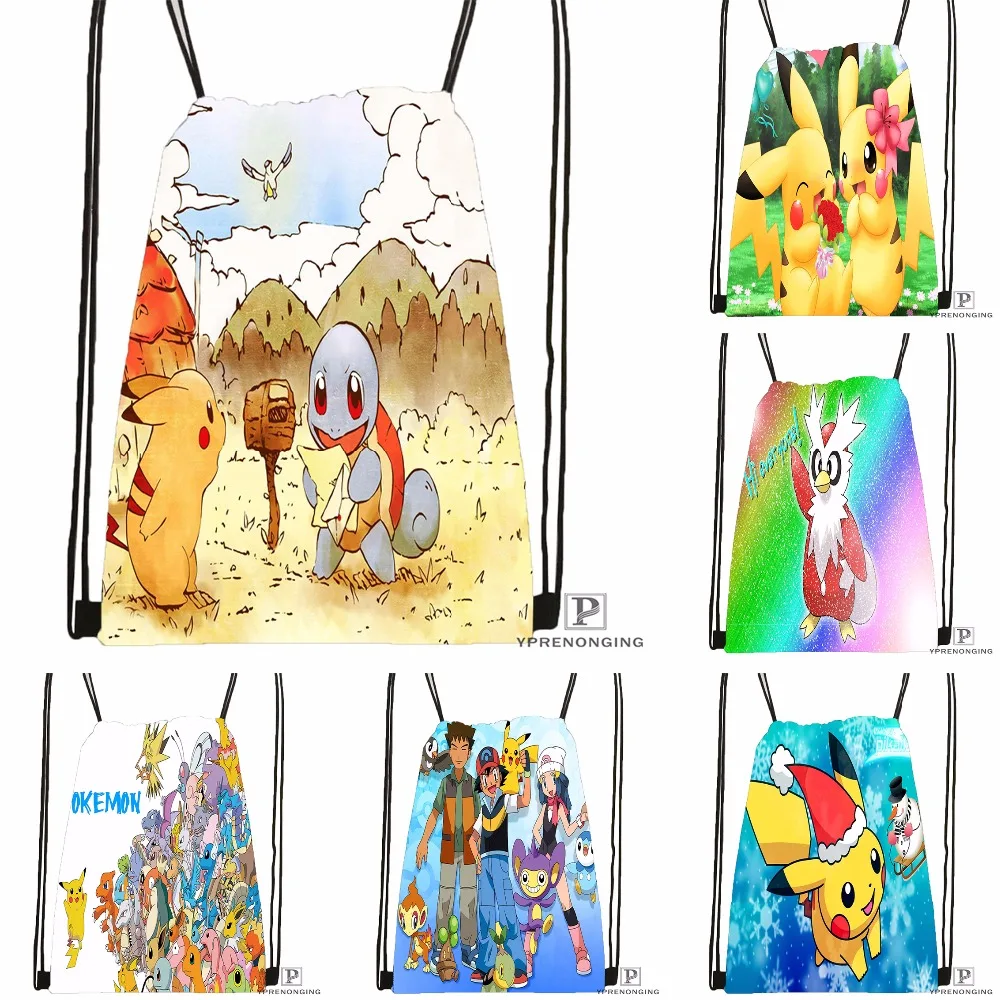 Custom Pokemon Anime Style Drawstring Backpack Bag Cute Daypack Kids Satchel Black Back 31x40cm 180531 02