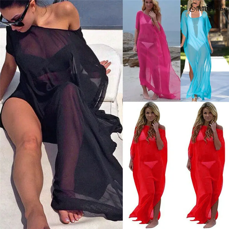 

Boho Women Beach Cover up Summer Through Mesh Cover Up