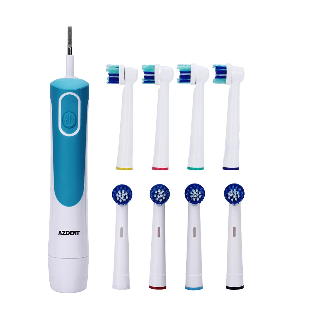 Горячая передовая электрическая вращающаяся зубная щетка на батарейках не перезаряжаемая зубная щетка отбеливание зубов для взрослых уход за полостью рта - Цвет: 8 heads toothbrush