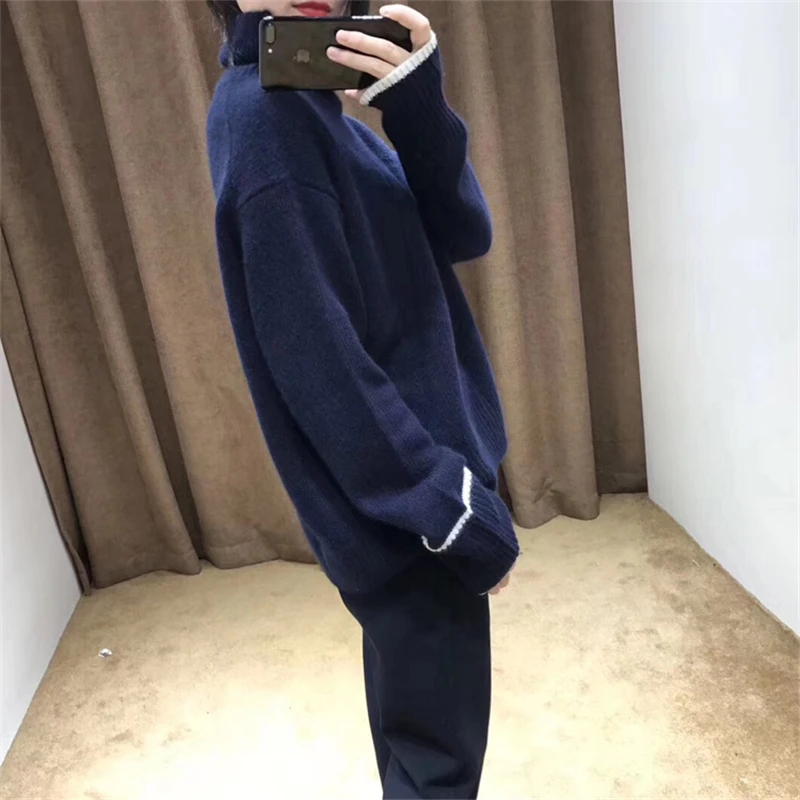 Kulazopper Gray Tricoté red camel Blue Femme Chandails Solide Kw086 Col Chandail Longues Femmes Light Lâche Dame dark Roulé Casual Automne Hiver Pull Top Manches 3FK51JuTlc