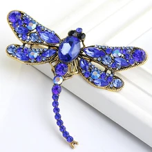 Broches de libélula de 6 colores, joyería Vintage, broche para mujer, Broches grandes de cristal, bufanda, ropa, Hijab, Pins Up XZ346