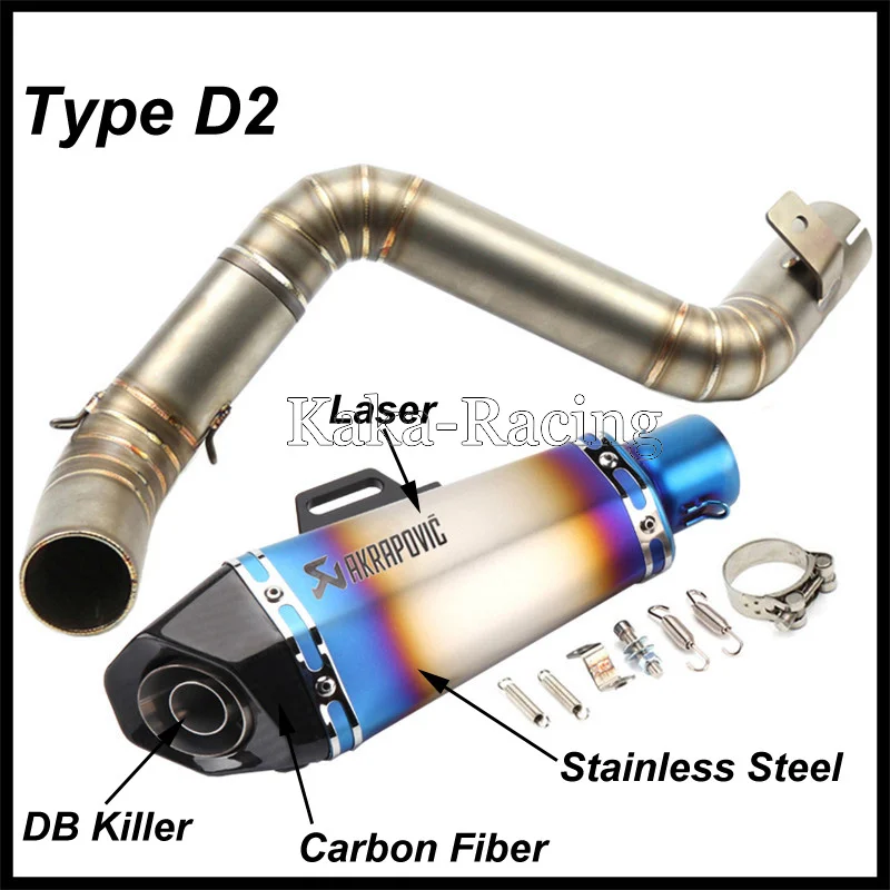 Мотоцикл Akrapovic углеродного волокна глушитель выхлопной трубы Системы Труба среднего звена без застежек с дБ убийца для KTM Duke 125 200 Duke 390 - Цвет: Type D2