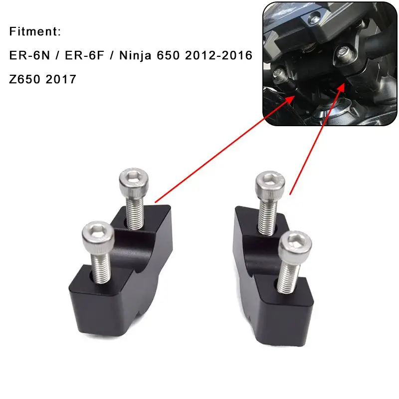 30MM for Kawasaki ER-6N ER6N ER 6N ER-6F Ninja 650 2012-2016  Z650 2017 Motorcycle Modified Handlebar Risers Height up Adapters (2)