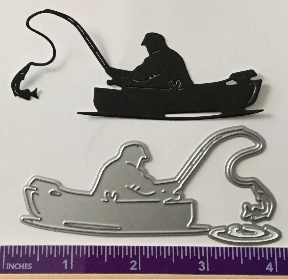 

ForeWan Canoe fisher boat metal cutting dies stencil for scrapbooking album card making new embossing craft die cut 80*55mm