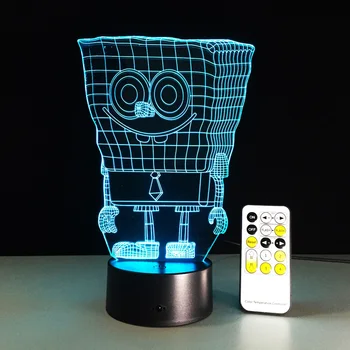 

Spongebob Squarepants LED Table Light Bedside Lamps Remote Control RGB Cartoon Night Lighting for Bedroom Living Room Decoration