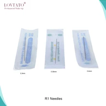 Agulhas descartáveis r1 para tatuagem, agulhas redondas 1r, agulhas para maquiagem permanente de sobrancelha e lábios, agulha para 0.35mm/0.4mm