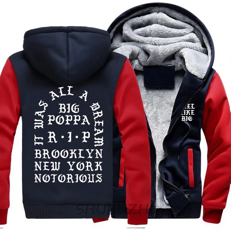 Biggie Smalls thick hoody I Feel Like Biggie winter zipper coat men