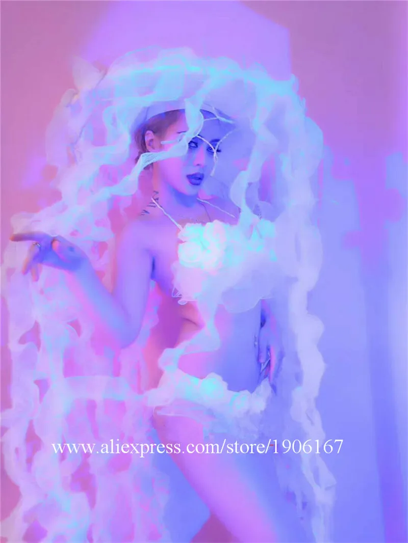 New night shop modern female song dance catwalk show gostage stage adult led jellyfish bikini set5