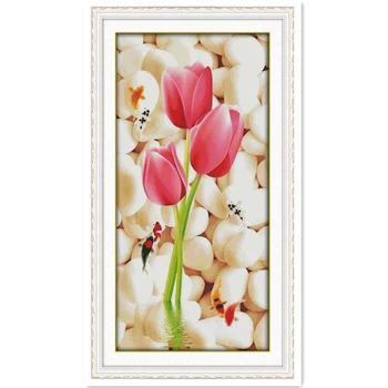 

Tulip Needlework Chinese Counted Cross Stitch Pattern Embroidery Cross Set Painting Home Decor DIY SET DMC Cross Stitch Fabric