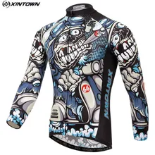 Hot Men Bike Long jersey Gray Skull Pro Team Cycling clothing Riding Top Male MTB Ropa Ciclismo Wear Maillot Long Sleeve Shirts