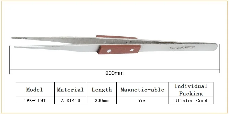 Pro'sKit обратного действия Пинцет Magneticable с ручкой волокна self-захвата Precision Repair Tool