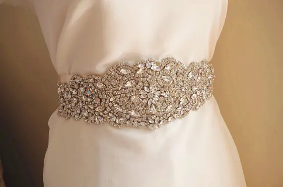 

rhinestone sash applique, bead belt applique, 10 pcs