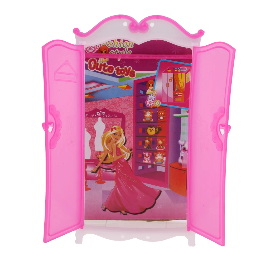Doll Closet Wardrobe Clothes Cabinet Princess Bedroom  Dollhouse Miniature Furniture Pretend Toys for   Dolls Accessory