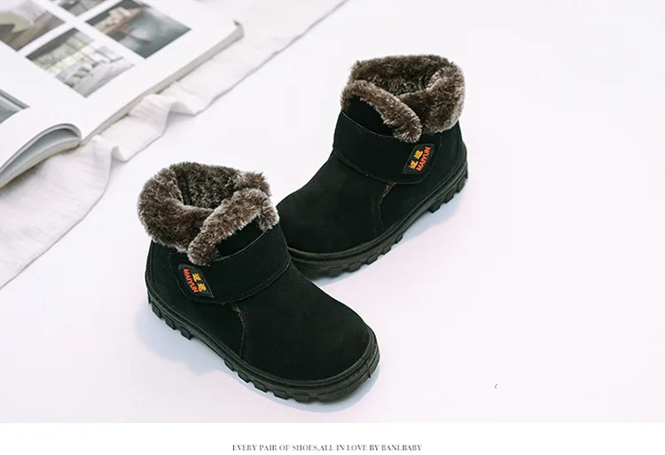 Размеры E26-37; брендовые утепленные детские зимние ботинки для маленьких мальчиков; сезон осень-зима; Теплая обувь из натуральной кожи для девочек; удобные нескользящие зимние ботинки
