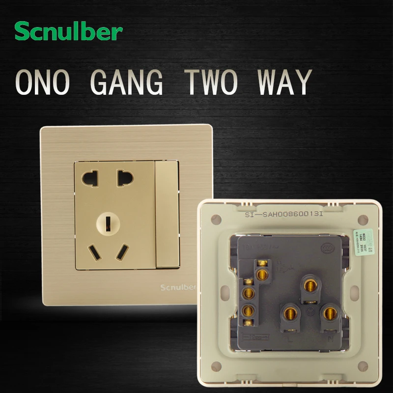 Golden Metal Brushed 2 Pin And 3 Pin 10a Adapter One Way