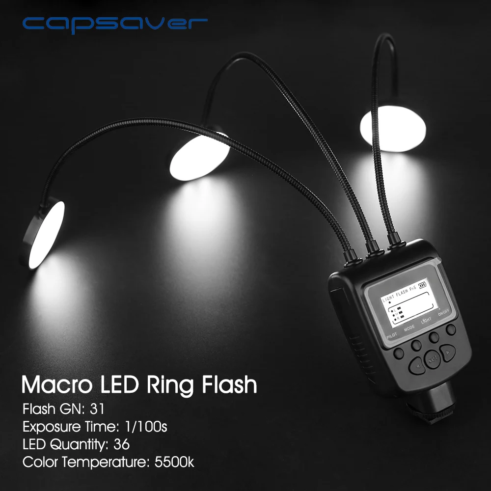 

capsaver ML-3D Macro LED Ring Flash Light Speedlite for Pentax Canon Nikon Olympus Camera Close-up Flashlight 31GN 5500K 36 LEDs