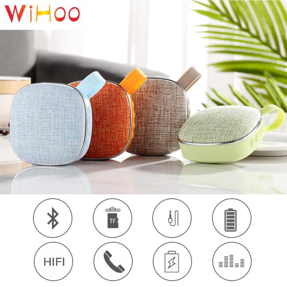 

WiHoo Cloth fabric portable mini bluetooth speaker Wireless dustproof sports speaker support TF for Android ISO phone computer