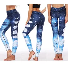 ADIBAO Для женщин s трикотажные полифениленсульфида брюки Для женщин moon цифровая печать леггинсы Бег Колготки BDA002