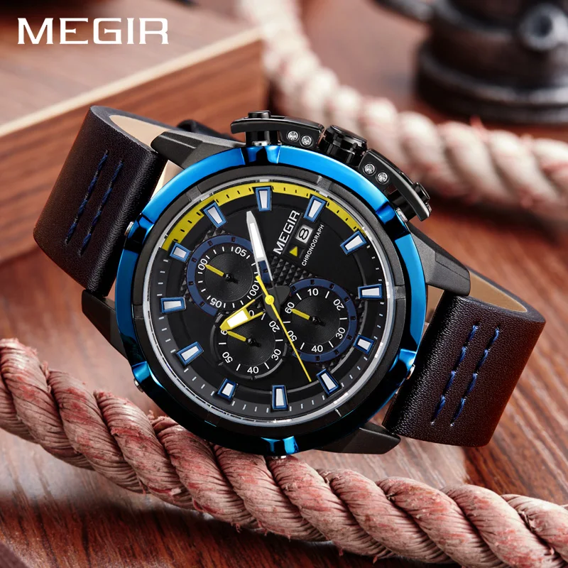 Online MEGIR Männer Quarz Sport Uhr Relogio Masculino Chronograph Militär Armee Uhren Uhr Männer Top Marke Luxus Kreative Uhr Männer