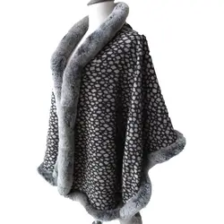 100% шелк Дамская Shwal Для женщин теплые платки Кролик леопардовый шарф с принтом пальто женские теплые Пашмина из мягкой ткани серый