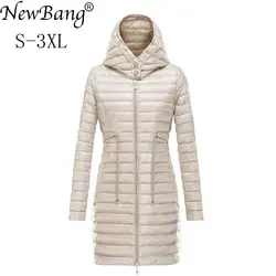 NewBang Брендовые женские пуховики ультра легкий пуховик Женская Длинная Куртка женская портативная легкая тонкая теплая пуховая куртка