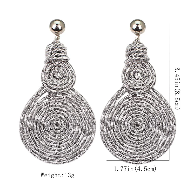 MANILAI Bohemian Alloy Spiral Round Statement Earrings Women Vintage Metal Drop Dangle Earrings Fashion Jewelry Wholesale 2020