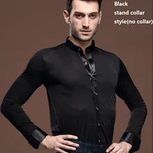 New Mens White Dance Shirt Competition Performance Ballroom Modern Salsa Tango Samba Latin Mens Shirts Boys Dancewear
