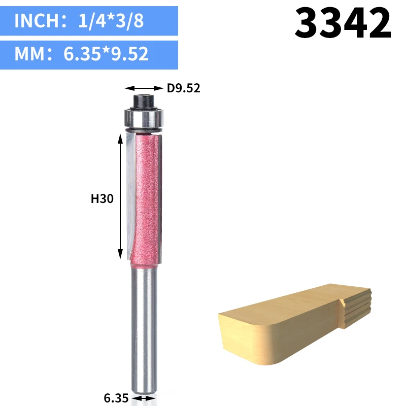 HUHAO 1 шт. 1/" 1/2" хвостовик заподлицо фрезы для дерева промышленного класса обрезные фрезы деревообрабатывающий инструмент фреза - Длина режущей кромки: 3342