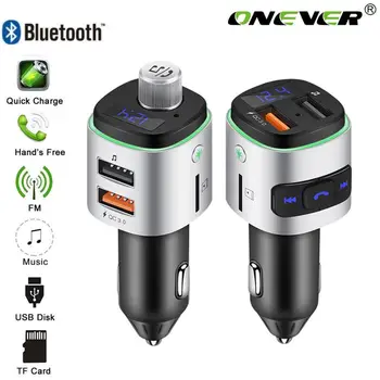 

FM Transmitter Aux Modulator Bluetooth Handsfree Car Kit Car Audio MP3 Player with Quick Charge Dual USB Port