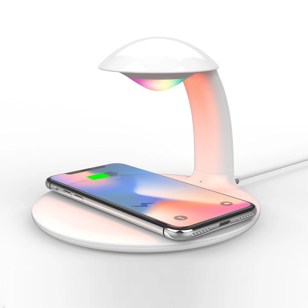 

Multi-function wireless charger 10W touch LED warm light wireless base RGB color changing mood eye light table lamp