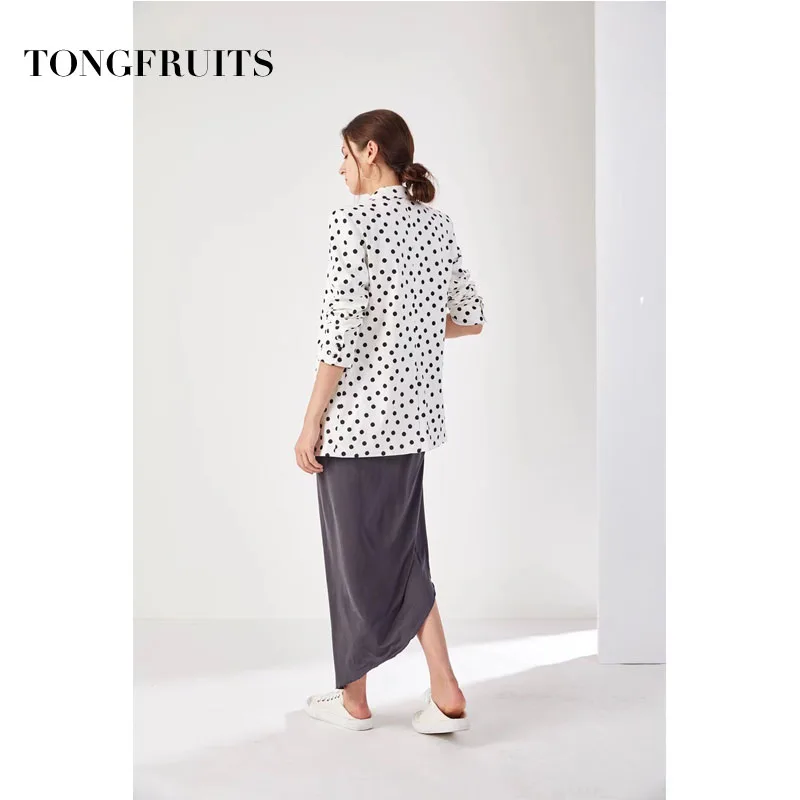 Autumn Work Suit Ol Single Button Blazer Coat Black And White Dot Printed Notched Jacket High Street Party Women's Suit Cloth