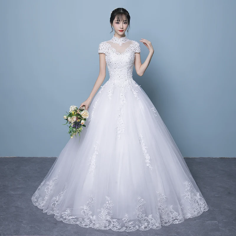 Fansmile Short Sleeve Vestido de Novia Ball Gowns Wedding Dresses 2020 Princess Plus Size Vintage Robe Mariage FSM-018F | Свадьбы и