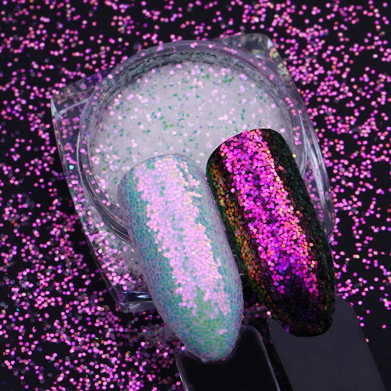 6Pcs Chameleon Nail Glitter AB Color Super Shiny Nail Art Sequins Flakes Nail Art Paillettes Powder UV Gel Nail Dipping
