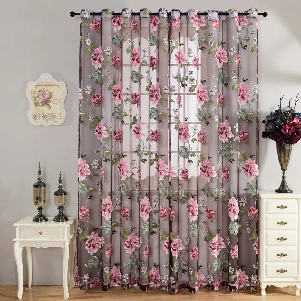 romantico camera porta tenda screening finestra fiore tenda drappo nuovo classico fiore tull per bagno soggiorno