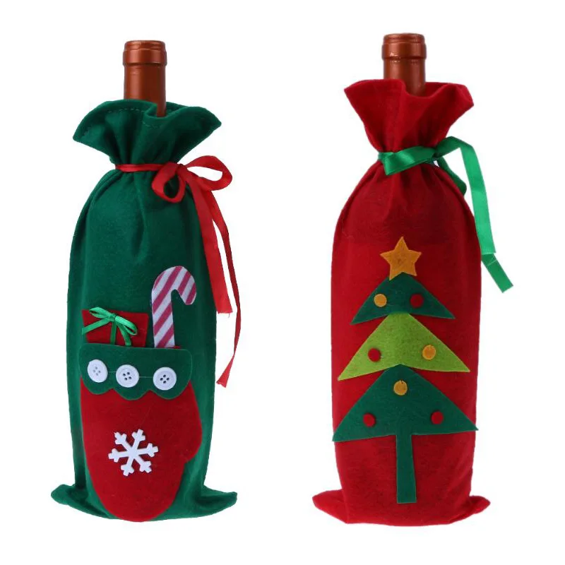 Golves/Рождественская елка крышка для бутылки с красным вином сумка Рождественский подарок защитная сумка Рождество Navidad ужин вечерние украшения стола