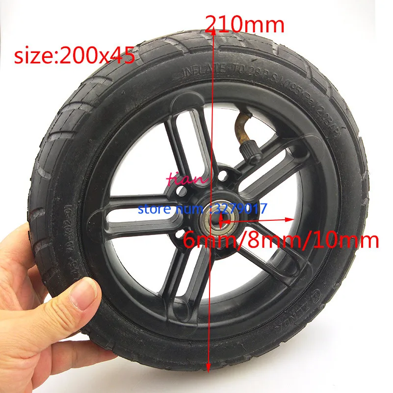 

6mm 8mm 10mm inner hole Good quality wheel 200x45 wheel 8 inch Castor Wheel with Tyre & Tube motorcycle parts electric scooter