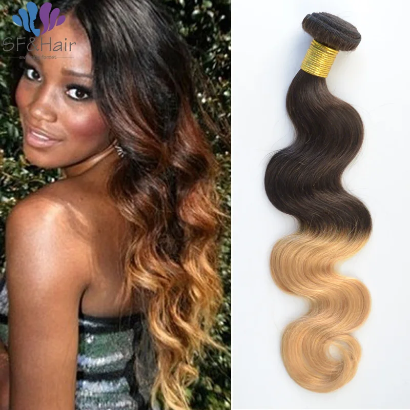 

Honey Blonde Ombre Brazilian Hair Weft #1B/27 Brazilian Hair Weave Bundles 100% Human Hair Body Wave Blonde Ombre Bundles