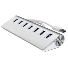 Portable Aluminum 7-Port USB 3.0 Hub 5Gbps For PC Laptop Notebook Desktop