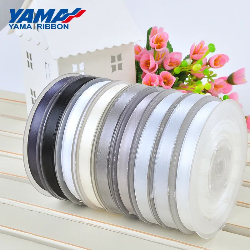 YAMA 100 ярдов Двусторонняя атласная лента 6 9 13 16 19 22 мм черный красный белый