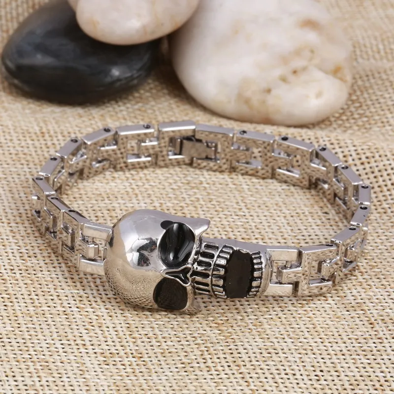 

rock punk skull charm bracelets for men party decorations stainless steel mens bracelets wristband for him